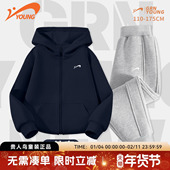 男童外套2026春季 新款 儿童休闲套装 贵人鸟童装 大童加绒加厚运动裤