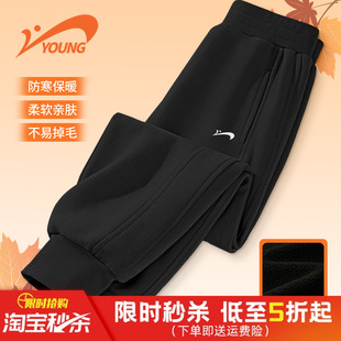 男童一体绒裤 加绒卫裤 子女童装 儿童冬季 黑色加厚运动裤 贵人鸟童装