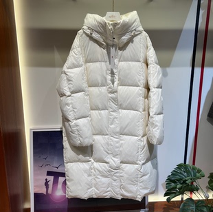 【花花推荐】【TommyGiorgio】长款白鸭绒连帽羽绒服女0449