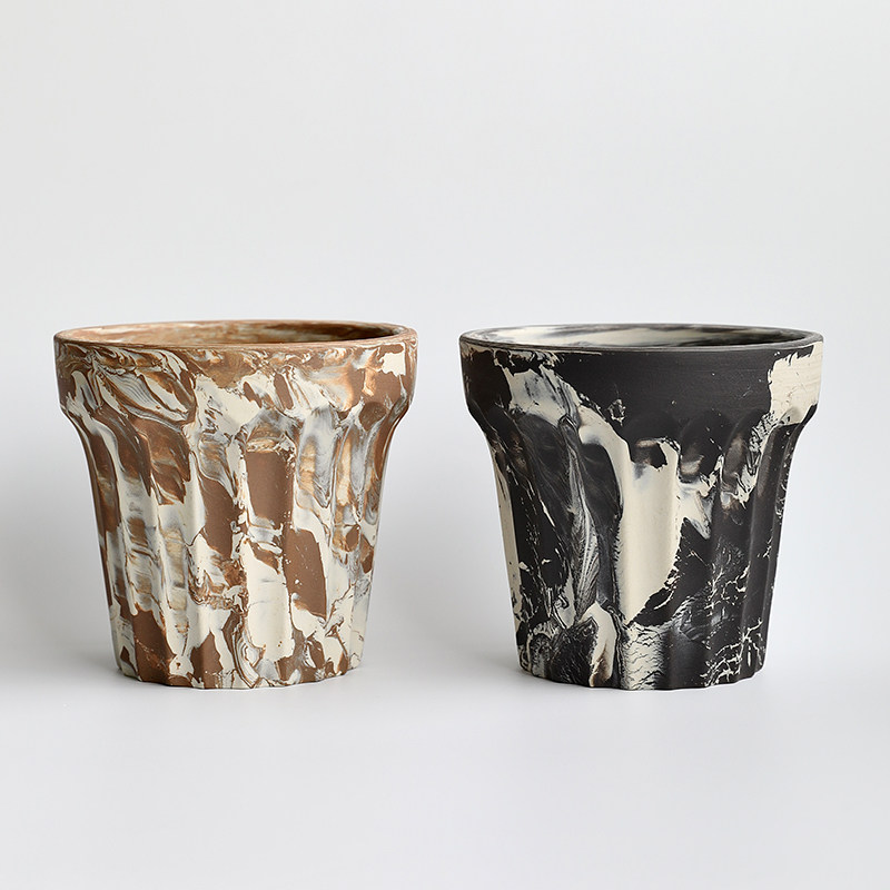 创意韩式搅胎陶瓷花盆绿植盆栽肌理透气大理石纹陶盆陶土无釉桌面,鲜花速递/花卉仿真/绿植园艺,花盆,淘宝优惠券,粉丝福利购,淘宝优惠卷