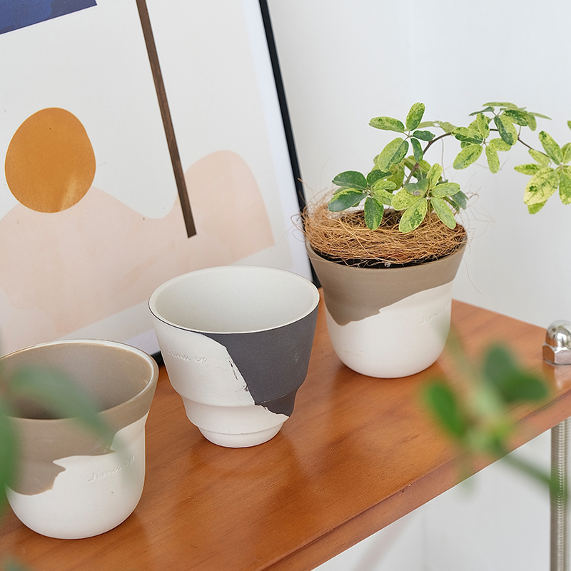 创意迷你可爱小花盆块根陶瓷北欧陶土无釉透气多肉盆栽绿植盆器