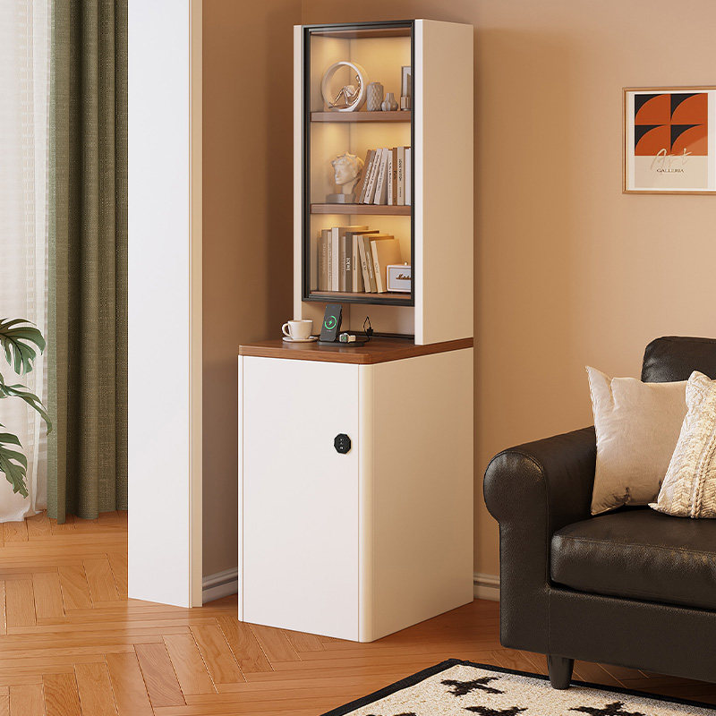 意式智能床头柜书架一体墙角柜窄夹缝柜家用卧室轻奢小户型置物架