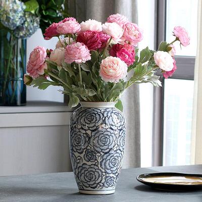 客厅入口三头露莲花包装假花人造花插花咖啡桌餐桌插花插花花瓶插