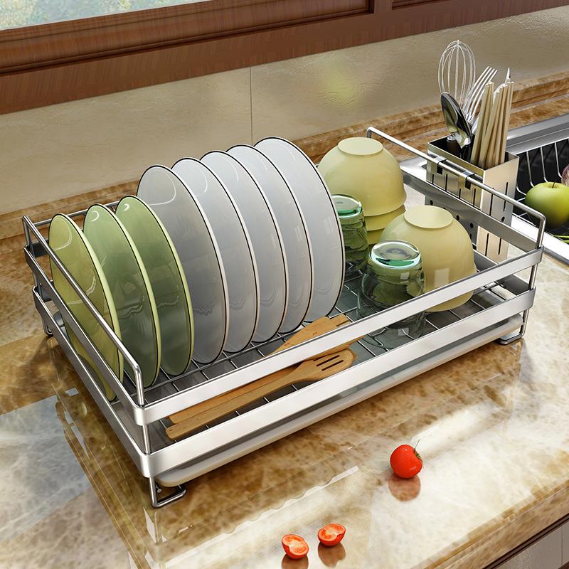 台面沥水碗碟架304不锈钢厨房置物架晾放碗筷盘餐具用品收纳架子