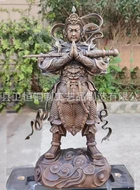 纯铜韦陀菩萨铜佛像铸铜伽蓝菩萨护法神像寺庙供奉金属工艺品摆件
