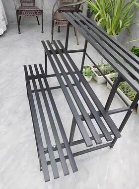 花架阳台落地式置物架多层碳钢阶梯室外简约收纳架铁艺多肉盆架子