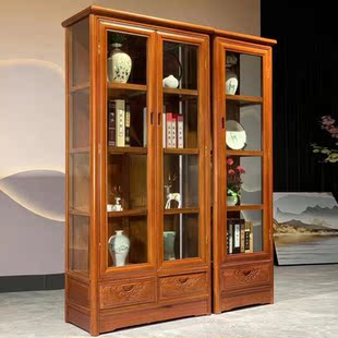 菠萝格木书柜架玻璃柜金花梨实木储物柜展示柜酒柜角柜新中式多款