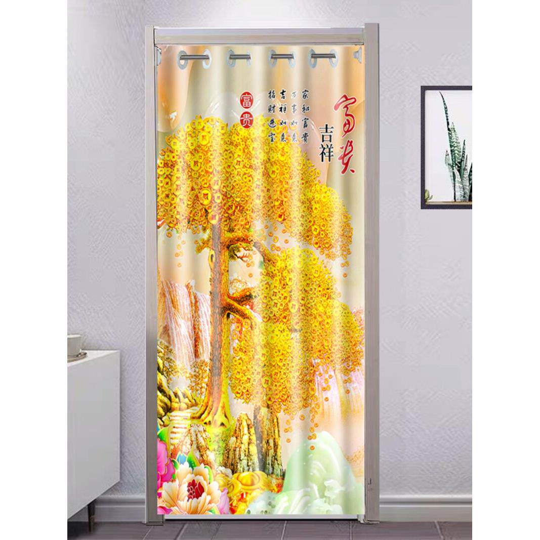 门帘隔断帘免打孔遮挡风布艺卧室家用厕所试衣间厨房卫生间布帘子
