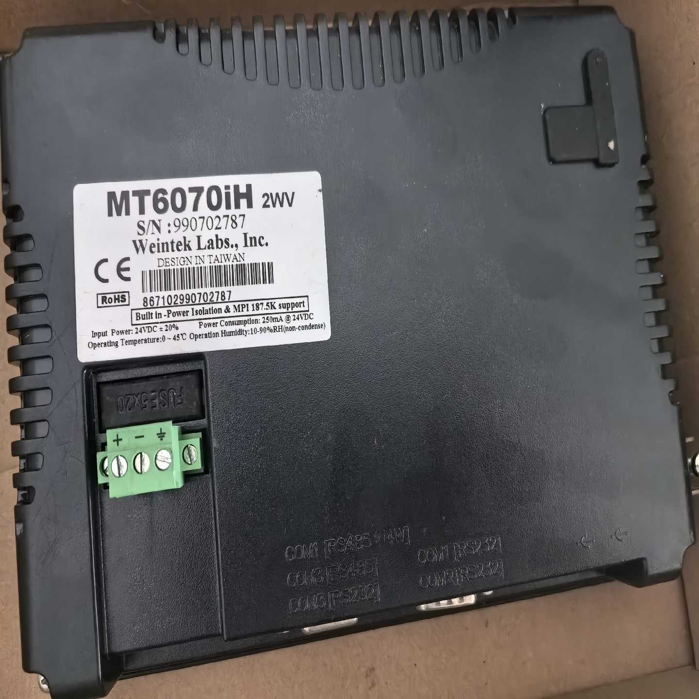 询价威纶MT6070iH触摸屏一个，实物如图片，测试正常，触摸屏