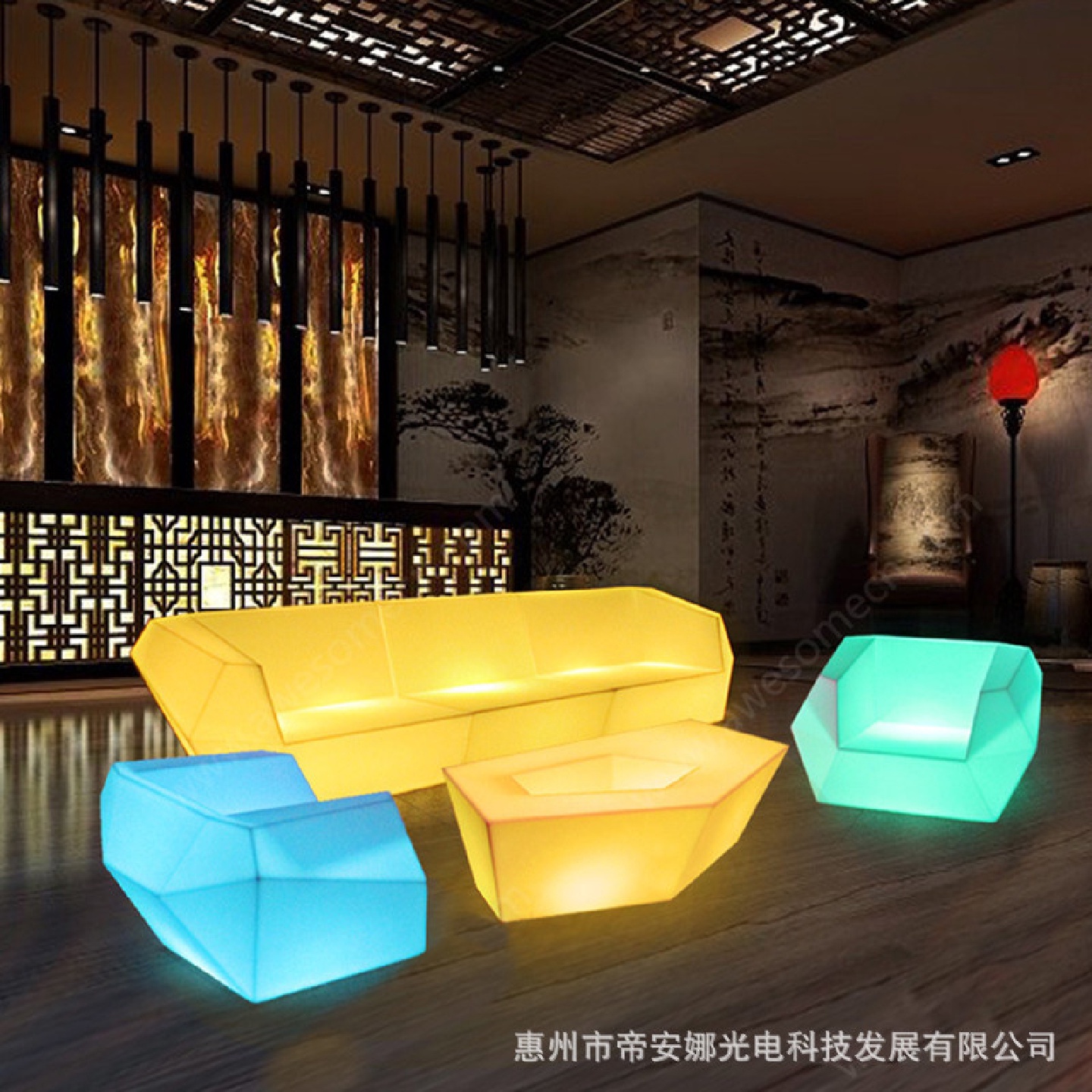 LED发光组合沙发酒店KTV酒吧发光家具套装民宿发光沙发七件套