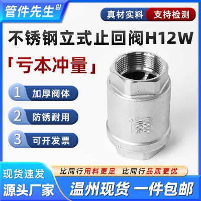 304不锈钢立式止回阀H12止逆阀弹簧水泵水管真空单向阀4分6分