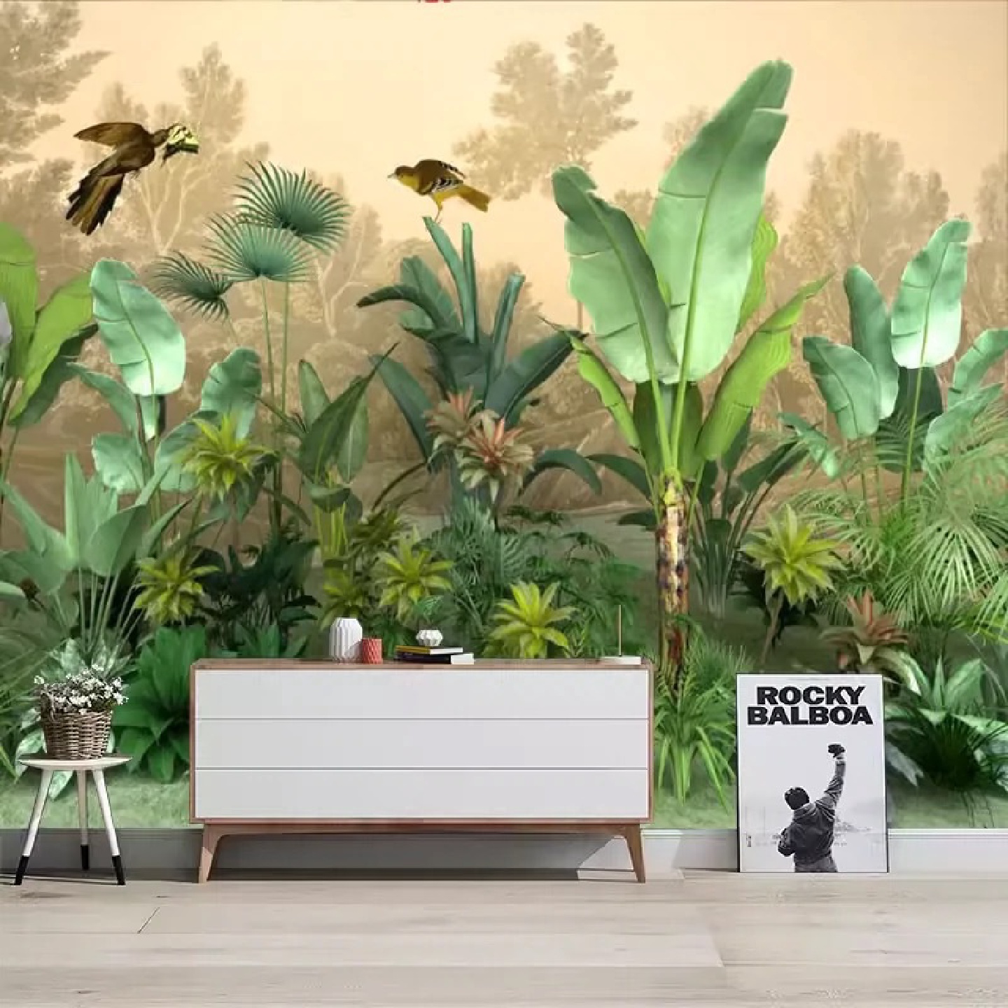 电视护墙板扣板纤维卧室风景画墙板集成装饰延伸大自然竹木碳晶板