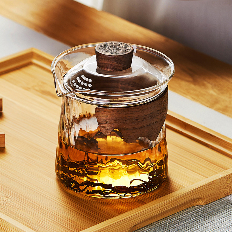玻璃盖碗泡茶杯带盖单个新款高档不烫手三才手抓功夫茶具茶碗