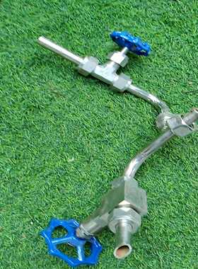 拆机配件XINXI牌不锈钢管道阀门，蓝色手柄开关，带弯管接头--议