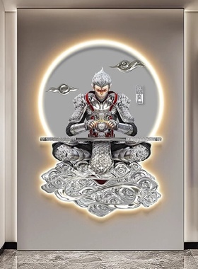 斗战胜佛客厅装饰画沙发背景墙画LED灯画齐天大圣孙悟空玄关挂画