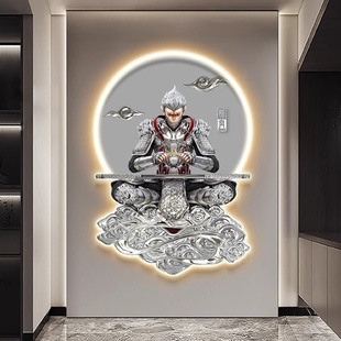 饰画沙发背景墙画LED灯画齐天大圣孙悟空玄关挂画 斗战胜佛客厅装