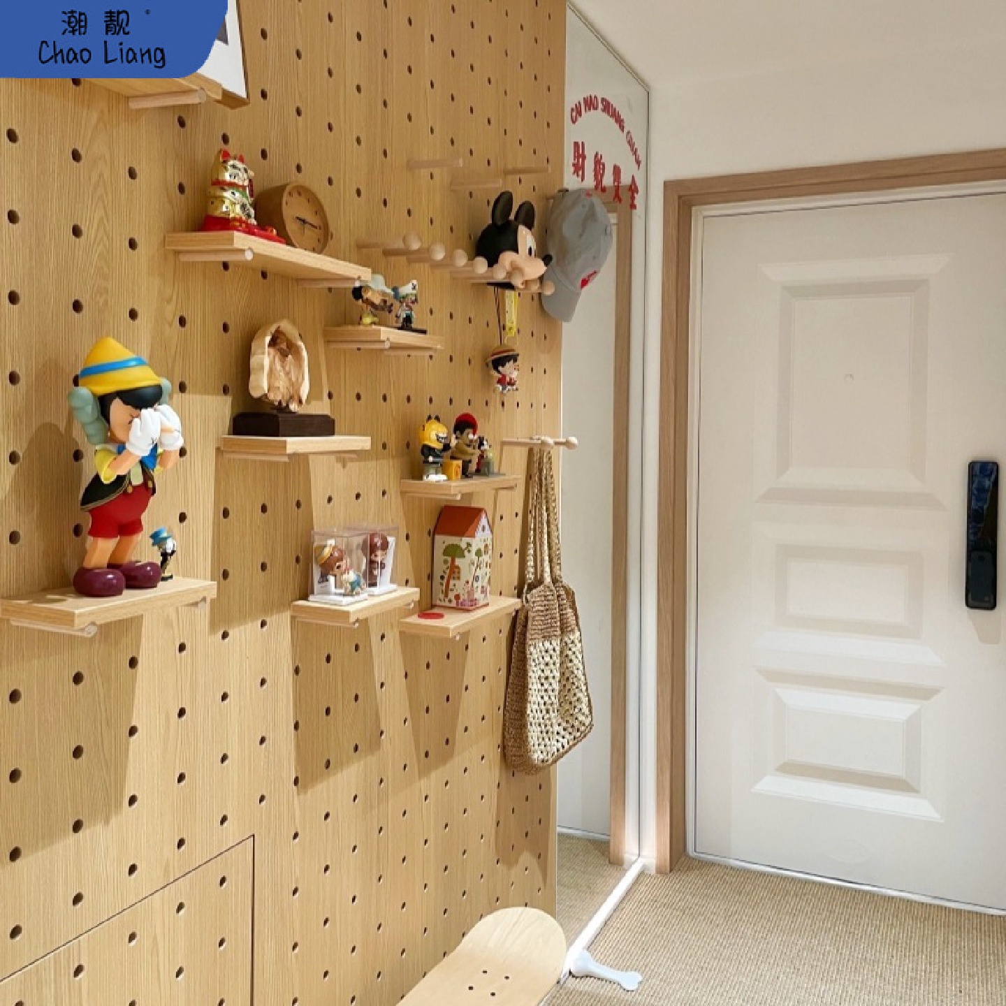 实木洞洞板可定展示架木质桌面墙面书桌收纳墙入户门口玄关置包邮