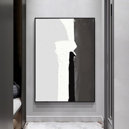 现代简约入户玄关抽象挂画客厅餐厅卧室壁画黑白诧寂风极简装饰画