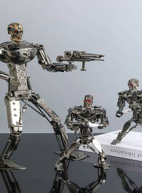 终结者机器人摆件金属铁血战士机甲魔兽装饰品男孩桌面电视柜摆设