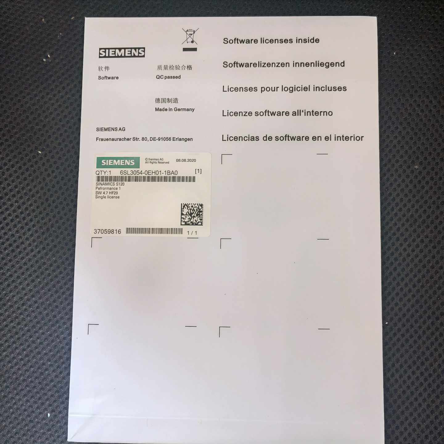 询价拍~6SL3054-0EH01-1BA0 未拆封S12