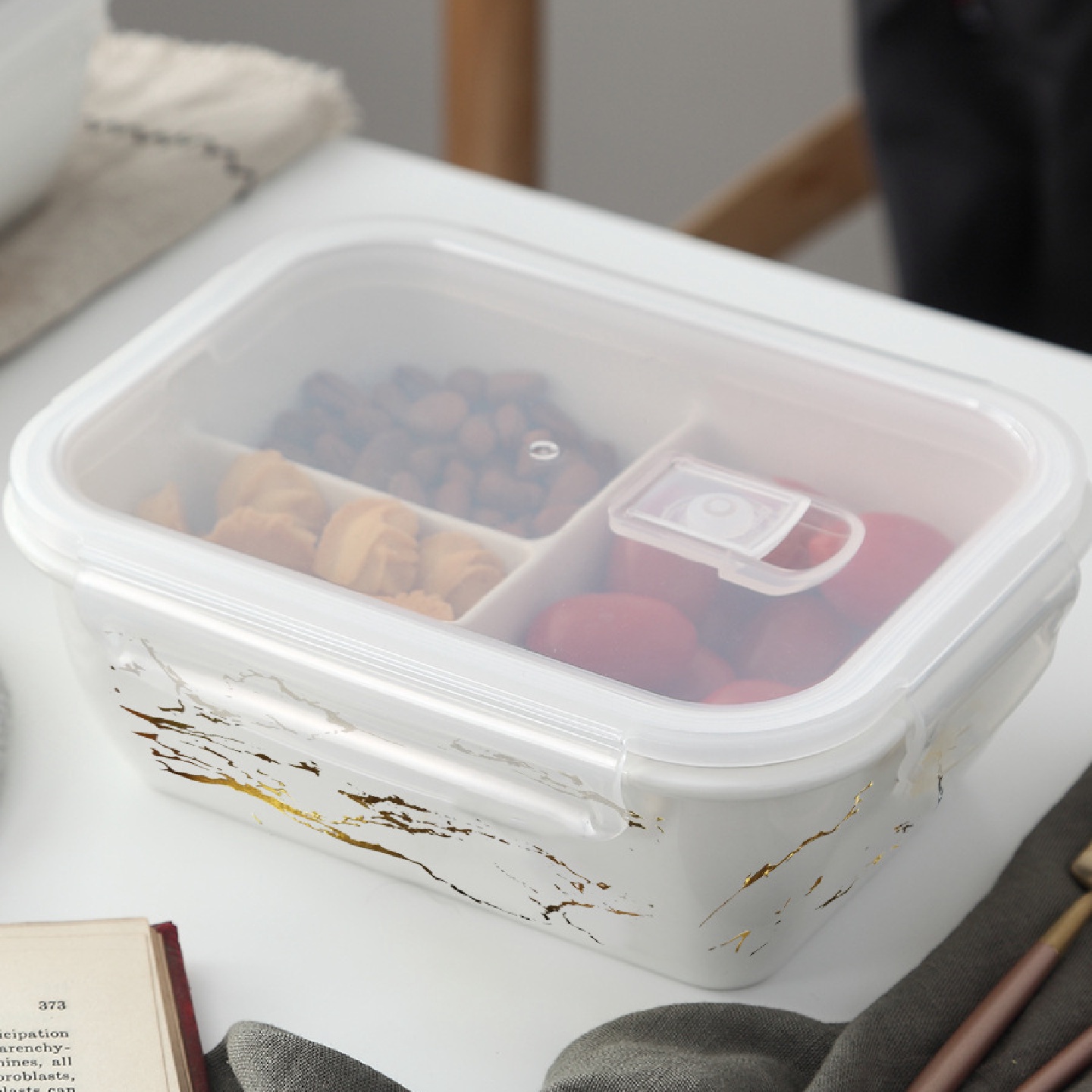批发长方形单格饭盒四格微波炉专用餐具加热成人便当盒陶瓷保