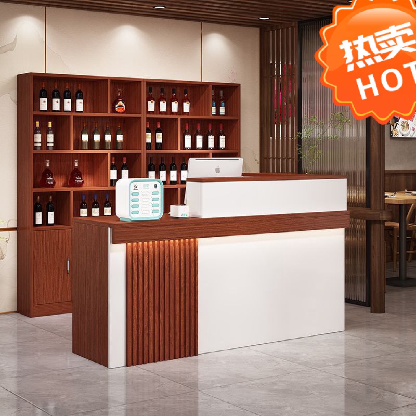 收银台简约现代饭店吧台酒柜一体转角吧台柜商用店铺餐饮前台柜台