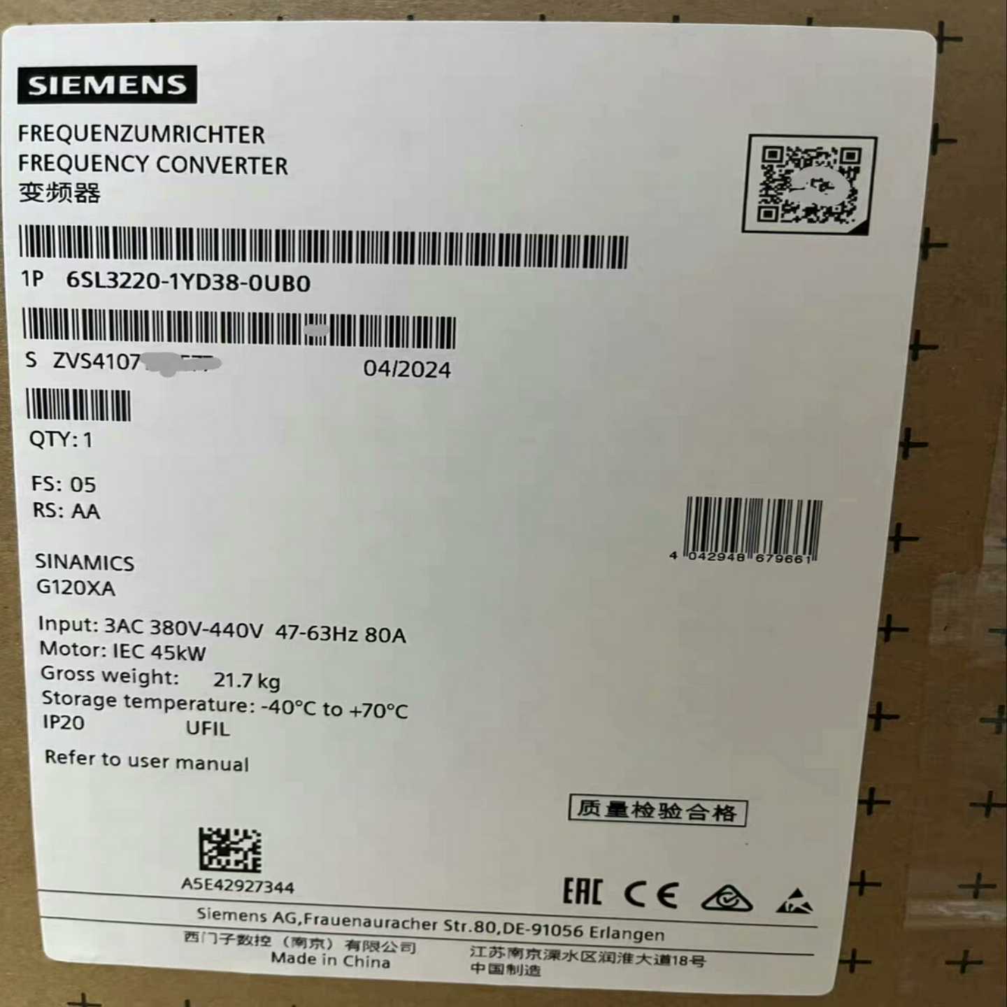 6SL3220-1YD38-0UB0询价