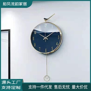 饰钟家用简约时尚 客厅高级感装 鹿头金属静音石英钟表轻奢挂钟