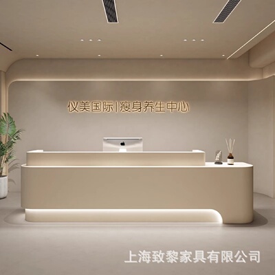 烤漆收银台前台桌简约现代美容院公司酒店接待台培训机构吧台柜台