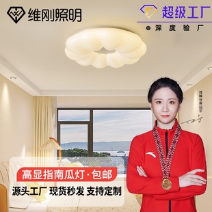 南瓜灯吸顶灯奶油风护眼卧室灯简约现代客厅北欧家用房间云朵灯具