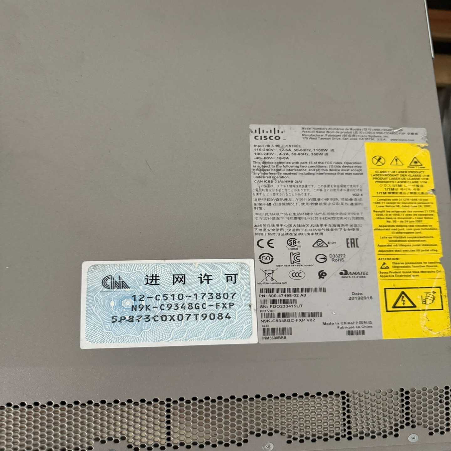 询价思科N9K-C9348GC-FXP三层核心交换机，48个