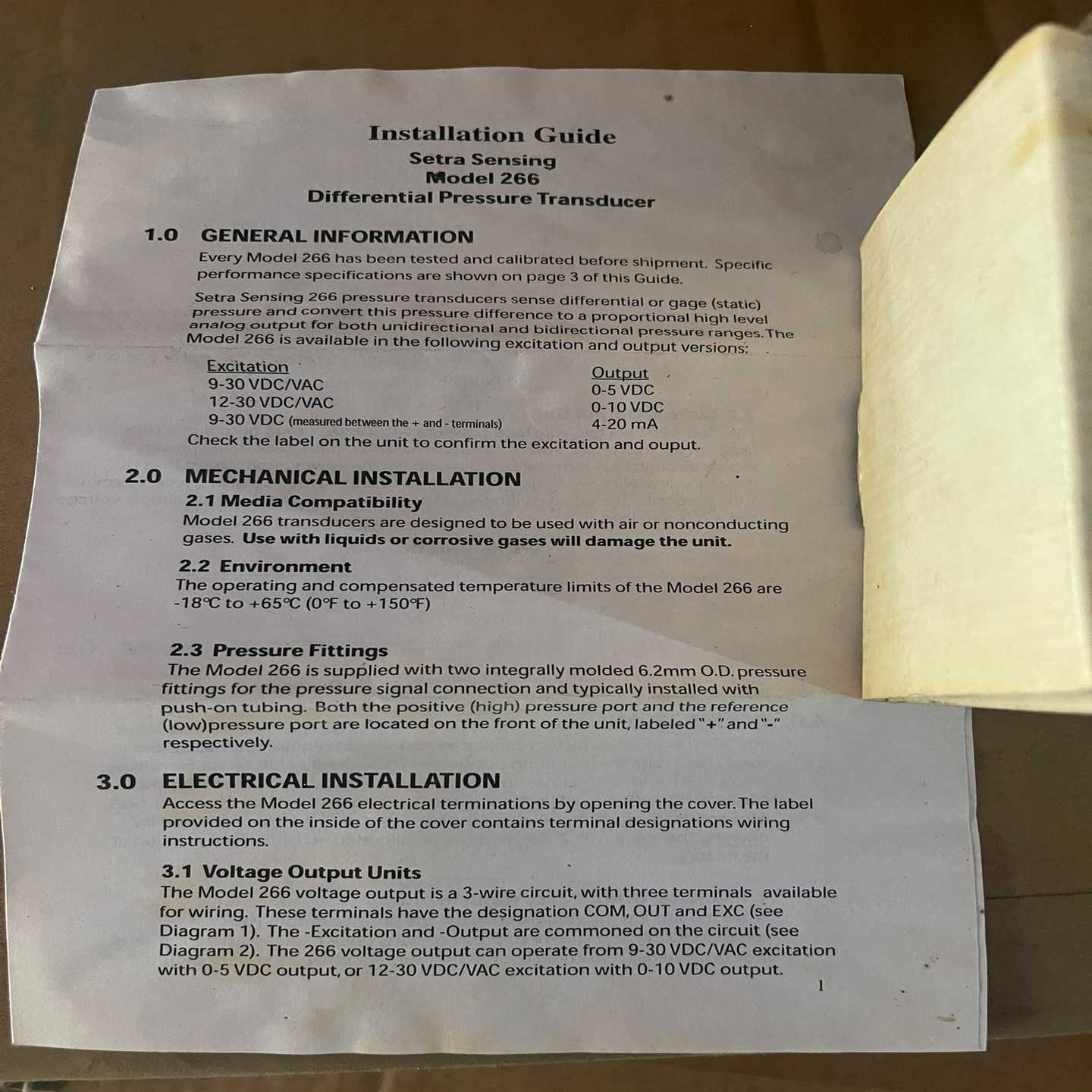 SETRA水压力传感器266未拆询价