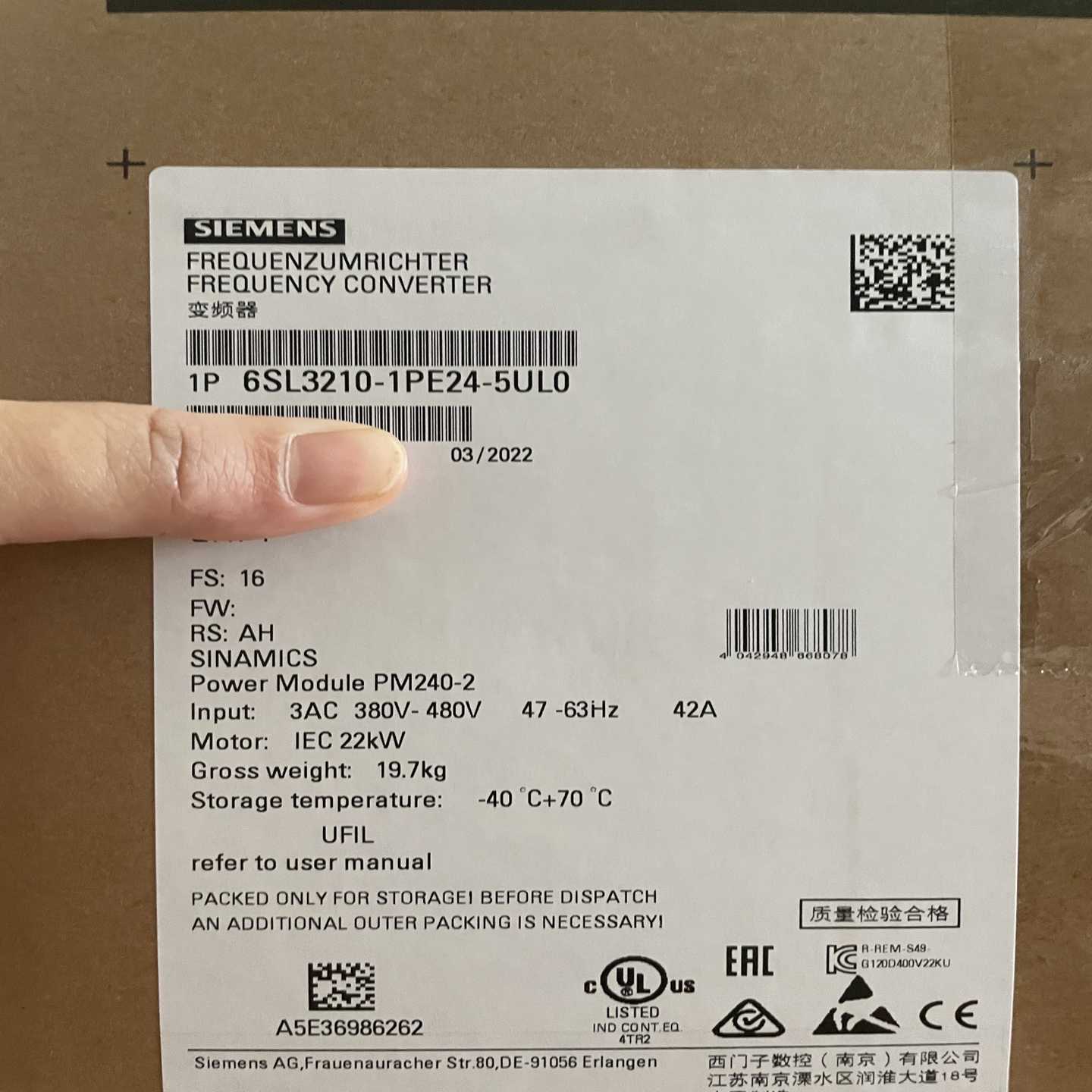 询价6SL3210-1PE24-5UL0变频器61