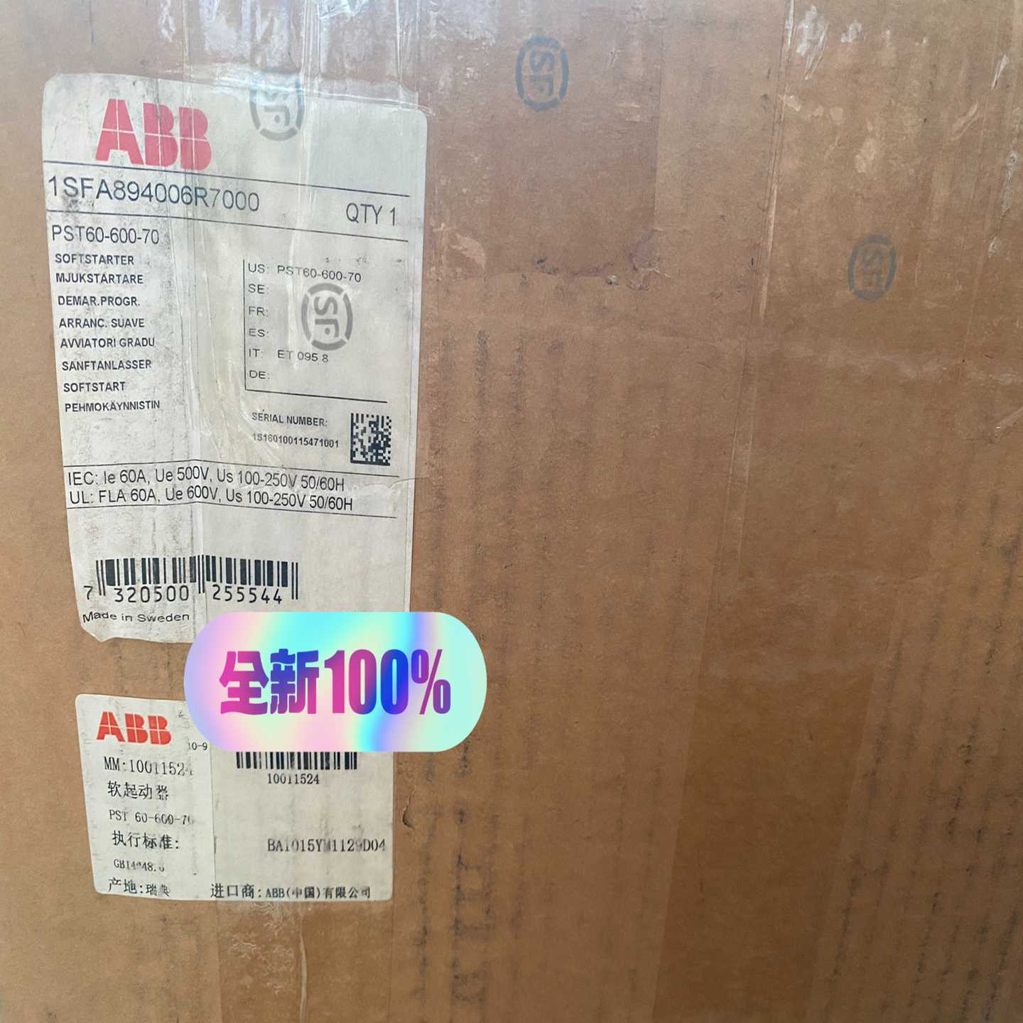 询价全新原装正品ABB软启动器PST60-600-70 37KW议价