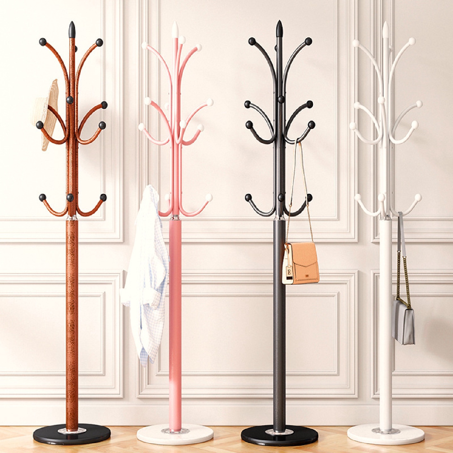 简约地卧室挂衣架大理石衣帽架落室内立式衣服架子现代家用晾衣架