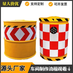 水沙隔离路障桶 公路反光桶路口防撞大黄桶滚塑吹塑玻璃钢防撞桶装