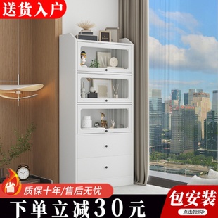 飘窗柜窗台置物柜玻璃书架一体阳台防晒收纳储物柜卧室多层置物架