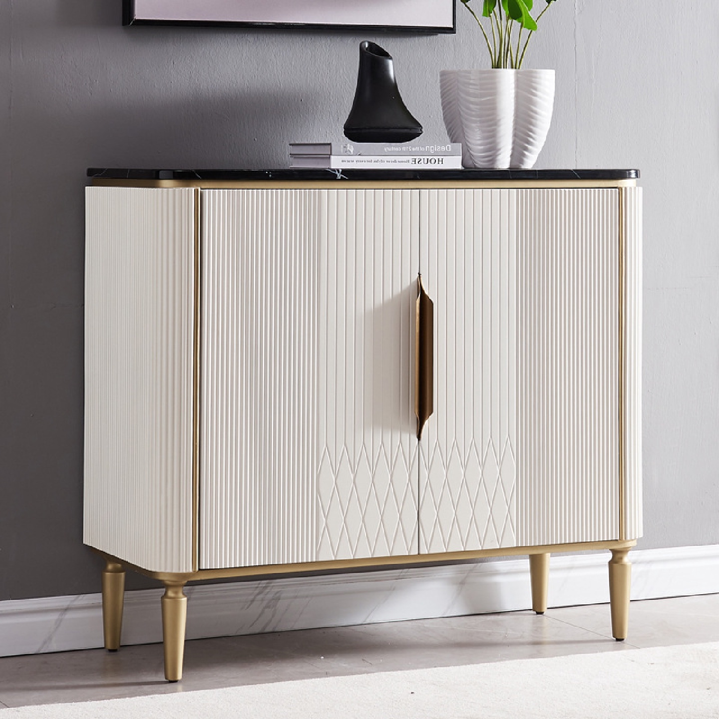 现代轻奢入户玄关柜鞋柜正对门装饰柜意式简约收纳柜大理石餐边柜