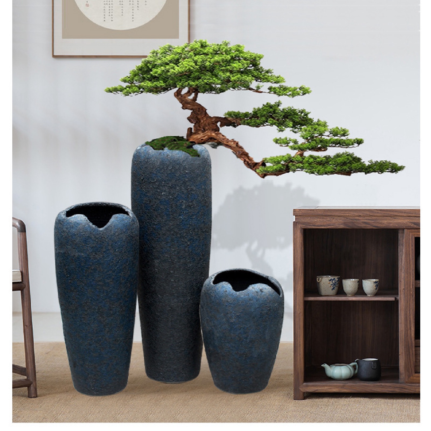 粗陶复古景德镇酒店落地大陶罐陶瓷花插花艺花瓶装饰摆件套装