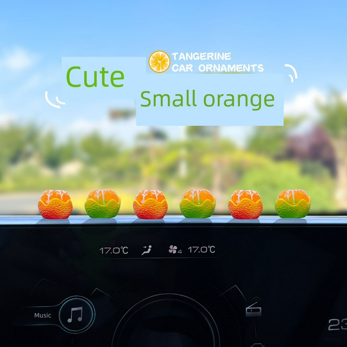 车载摆件迷你彷真小橘子汽车内饰品中控台好物后视镜家居装饰用品