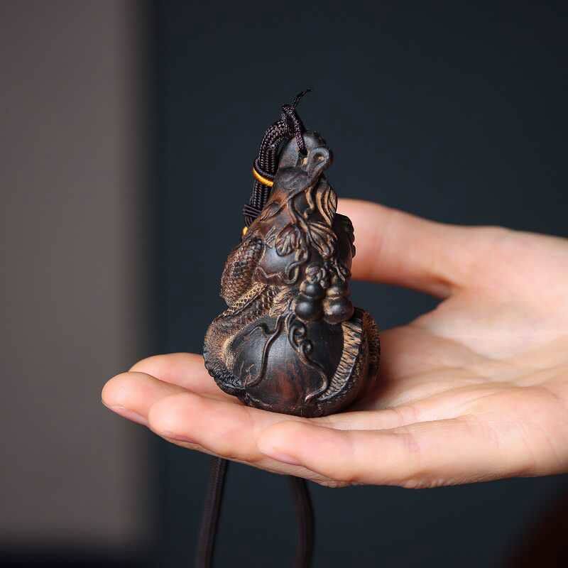 沉香木祥龙盘龙葫芦手把件多子多福木雕刻车挂件随身盘玩工艺,家居饰品,木雕,淘宝优惠券,粉丝福利购,淘宝优惠卷