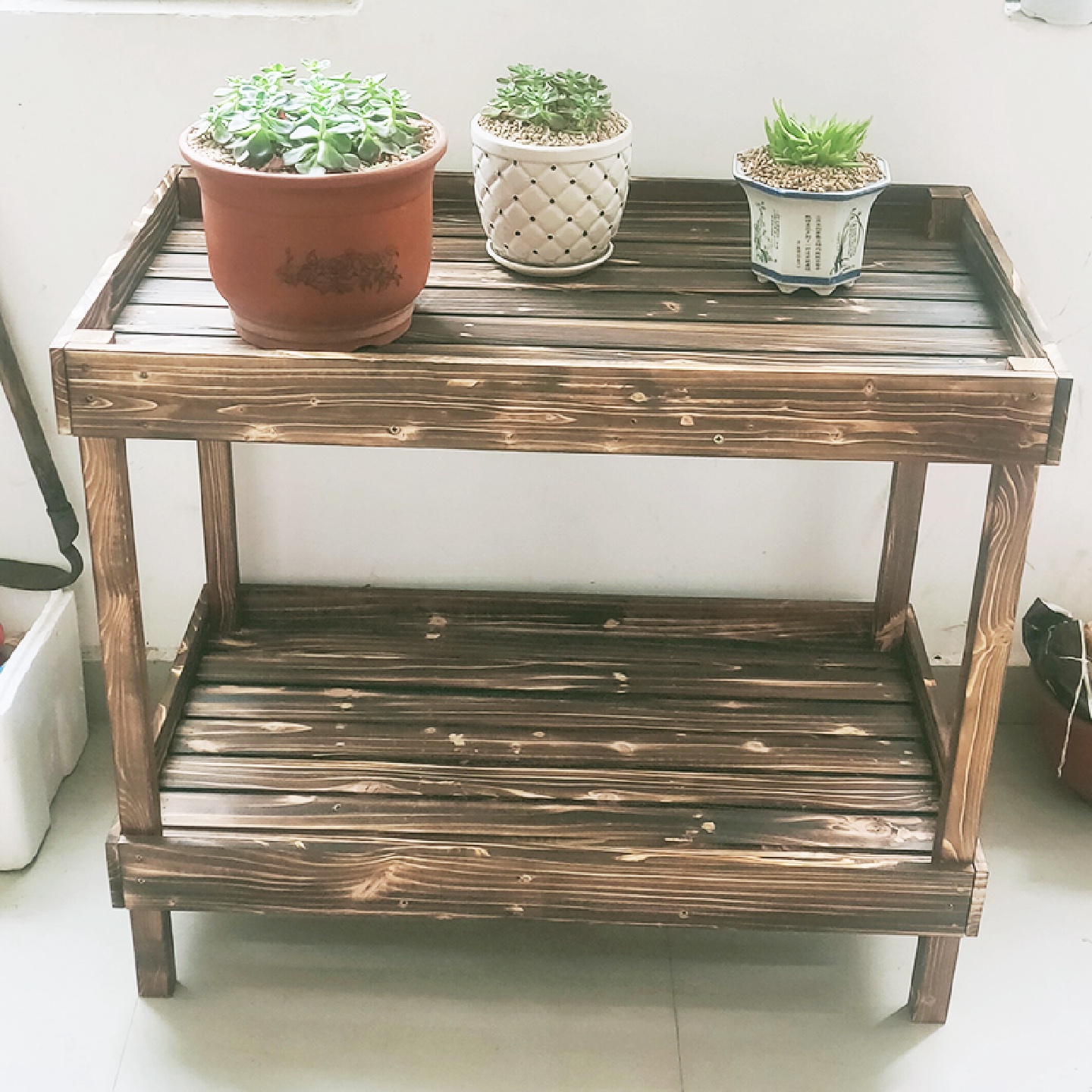 7K双层多肉花架实木多层阳台置物架室内户外单层大棚花盆架定