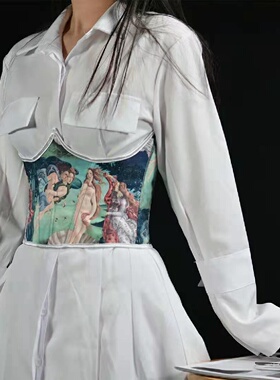 21cm短款古典油画腰带短款腰封外搭鱼骨支撑绑带束腰