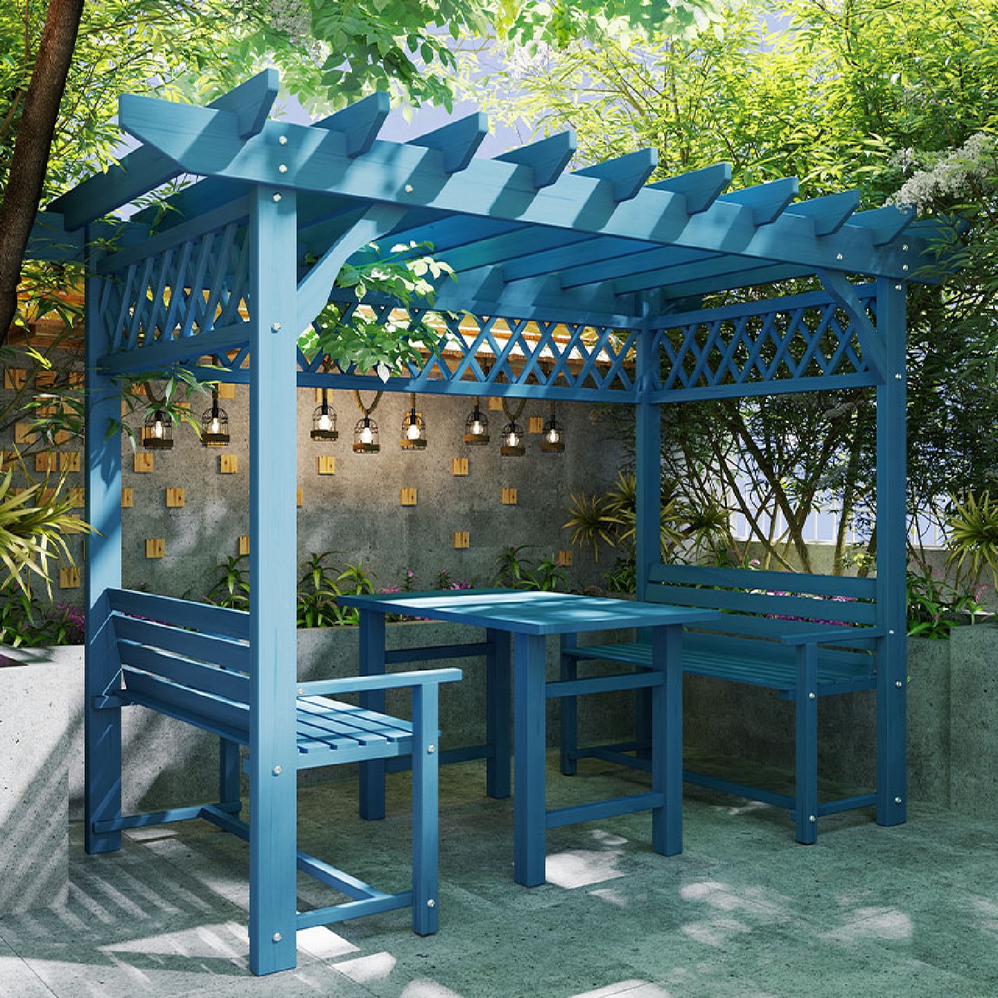 5凉亭户外庭院简易小室外葡萄架防腐木桌椅木屋花园实木亭子廊架