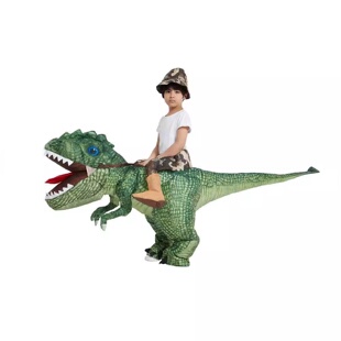 万圣节儿童服装骑恐龙装扮玩偶玩具霸王龙小恐龙充气衣服儿童成人