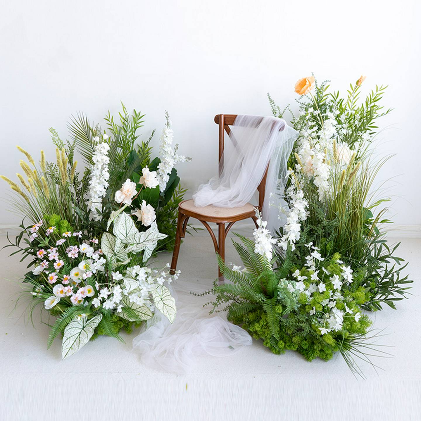 田园仿真绿植盆栽摆件地排花艺摄影背景装饰橱窗假花造景布置花