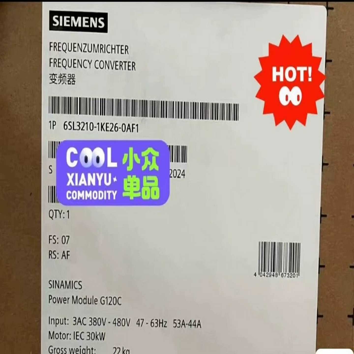 全新原装正品6SL3210-1KE26-0AF1西门子变频器--议价商品