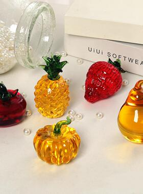 淄博博山水晶琉璃创意小摆件办工室仿真精致水果小摆台网红小饰品