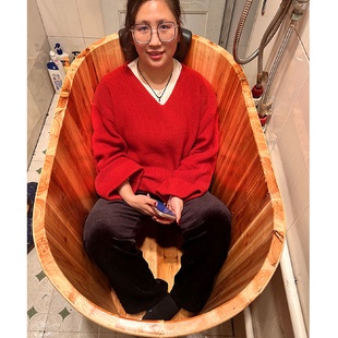木桶浴桶加高不占地全身实木浴缸小户型家用浴盆成人泡澡桶洗澡桶