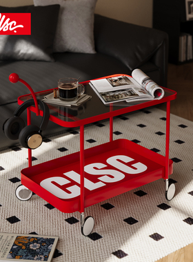 CLSC可移动推车中古风客厅家用推车沙发边柜零食置物架阳台收纳柜